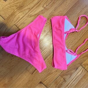 SHEIN Pink Textured Bikini Set